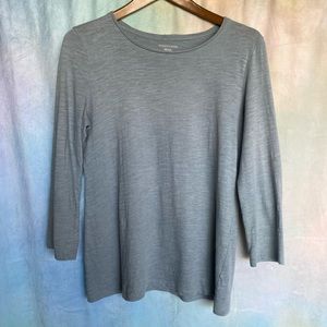 EILEEN FISHER Steel Blue Jersey Super Soft Scoop Neck Basic Long Sleeve Tee